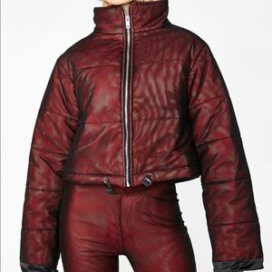 I AM GIA red mesh puffer jacket size small